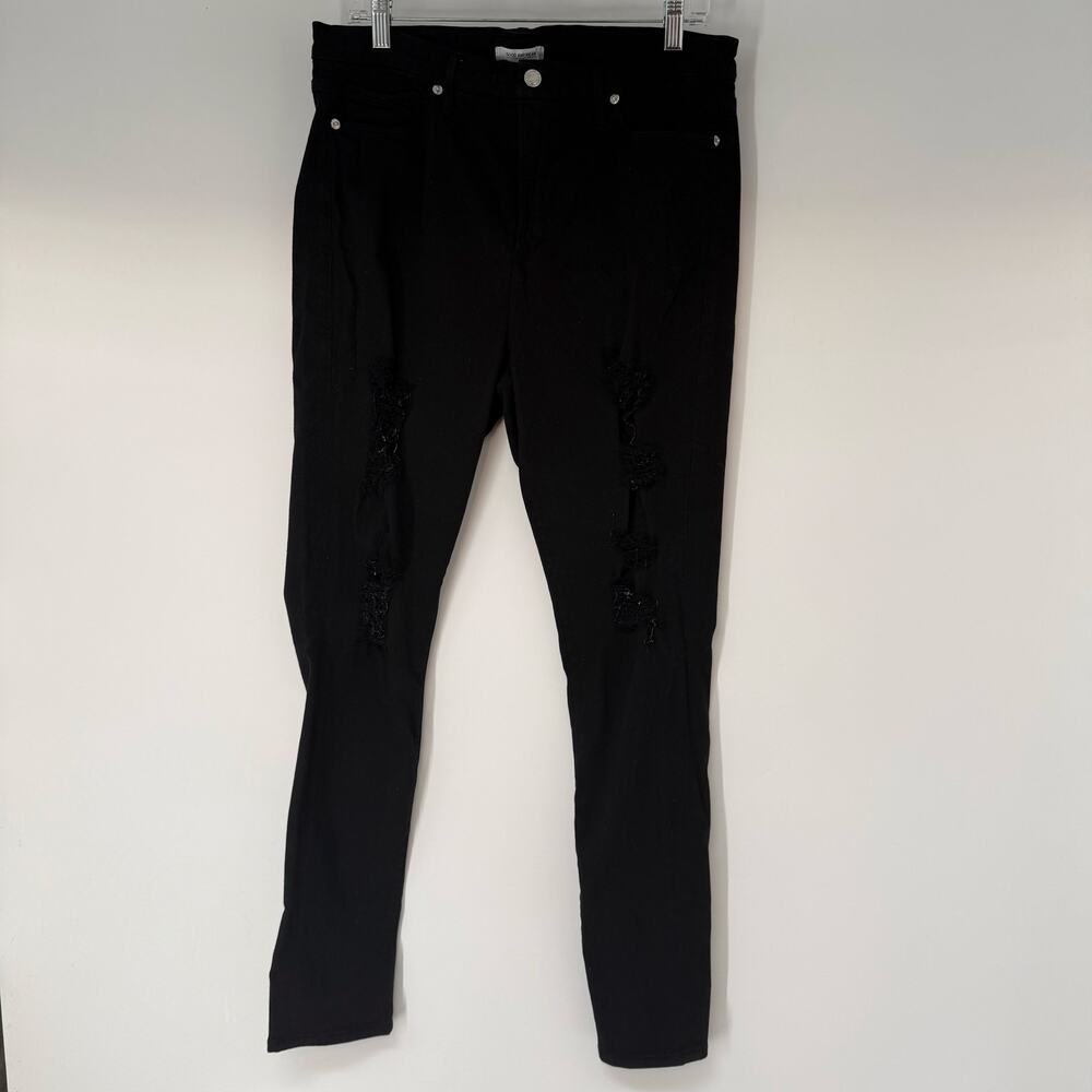 Good American Good Legs Skinny Jeans Womens 18 Black High Waisted Distressed